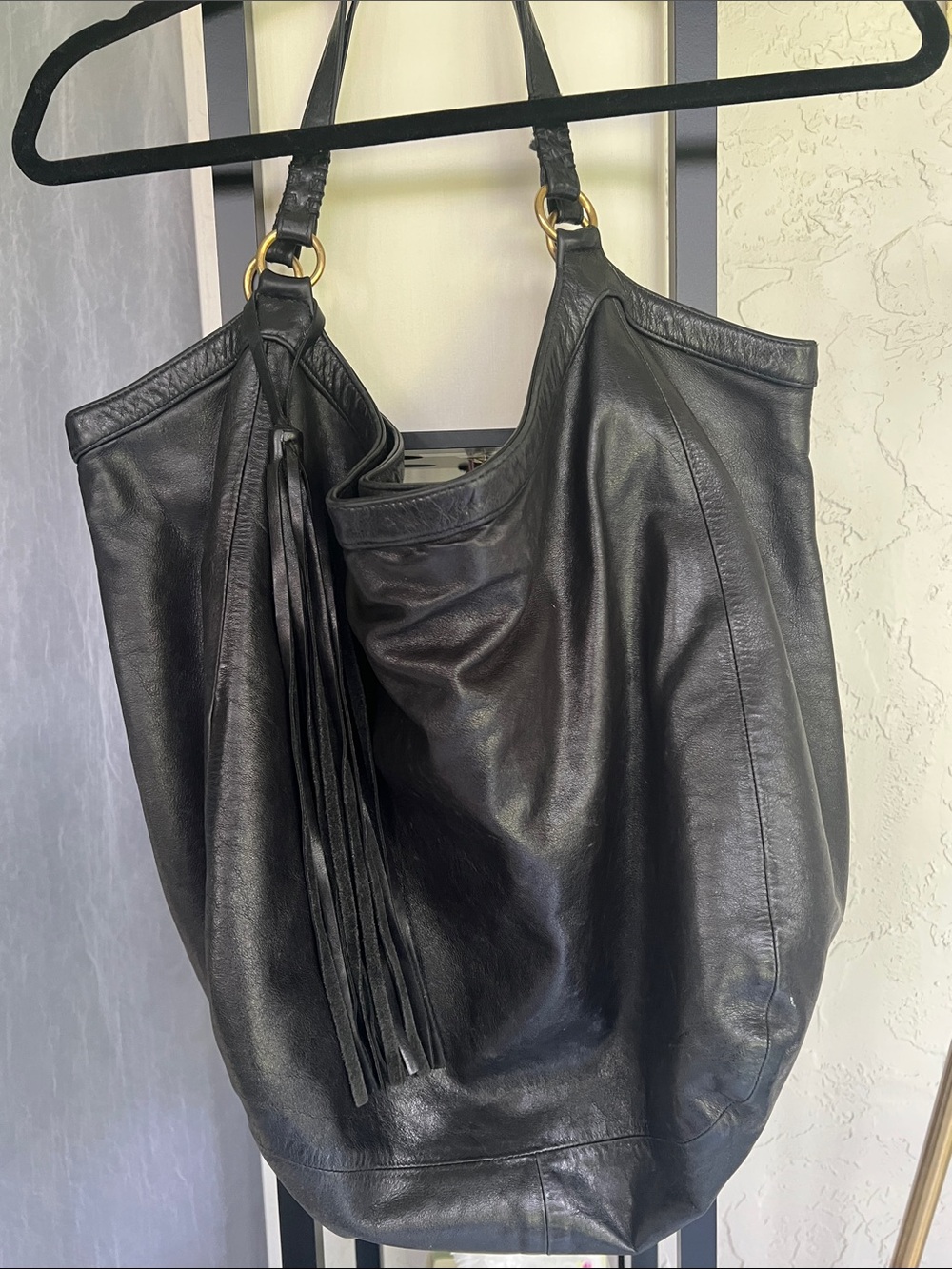 Black Kendall Conrad Leather Tassel Hobo Bag - Women